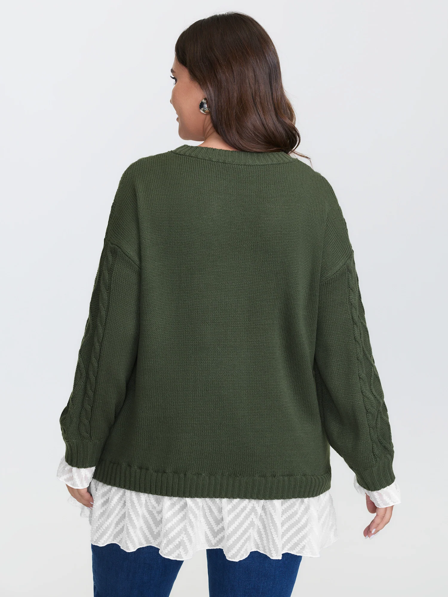 Twisted Stitch Woven Spliced Pullover - Image 4