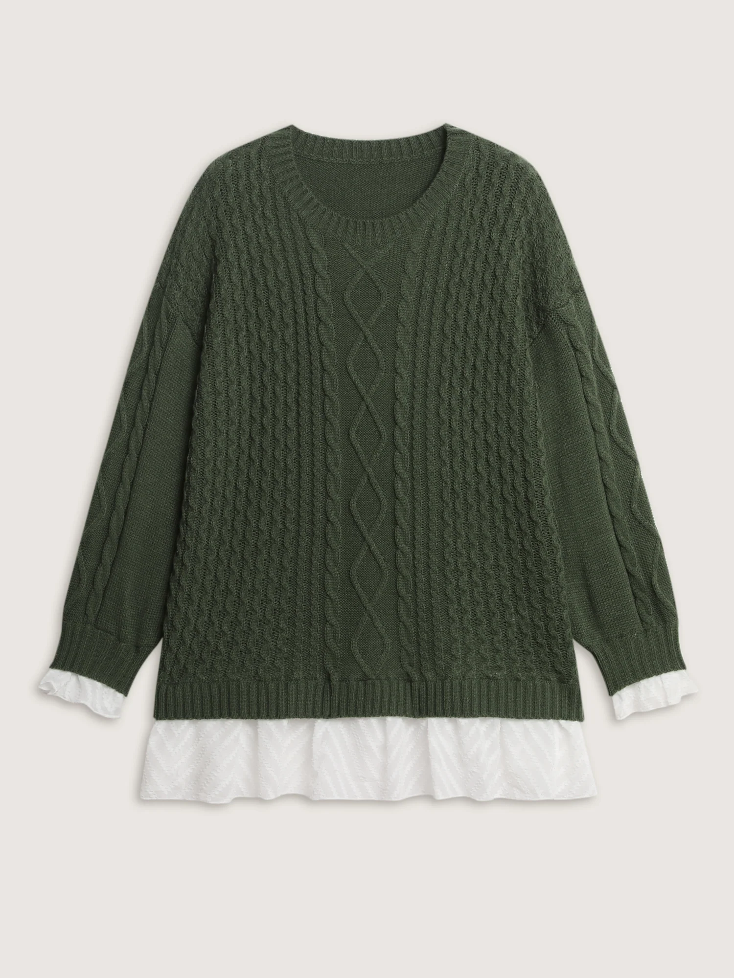 Twisted Stitch Woven Spliced Pullover - Image 7
