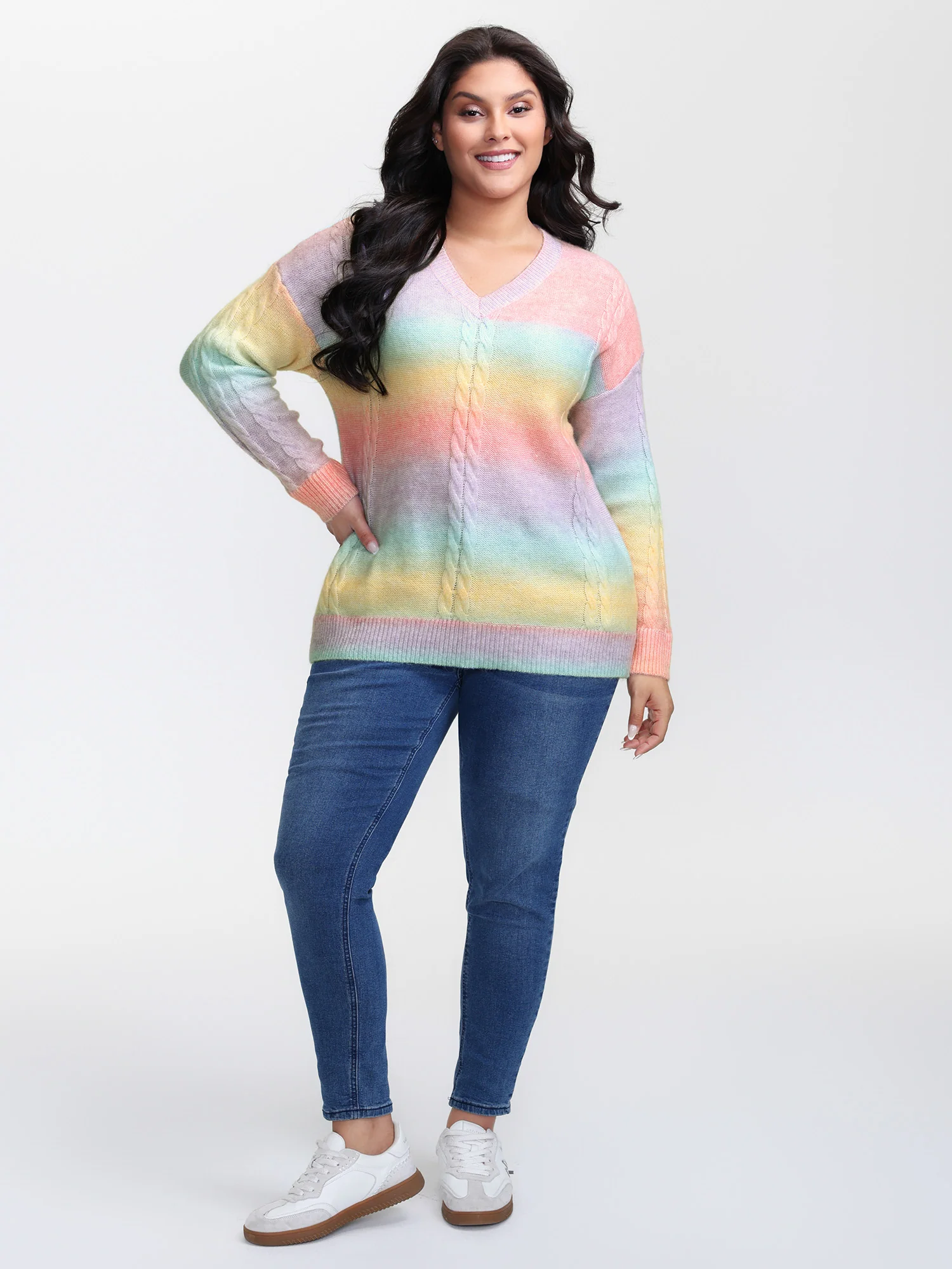 Twisted Texture Color Gradient Pullover - Image 3