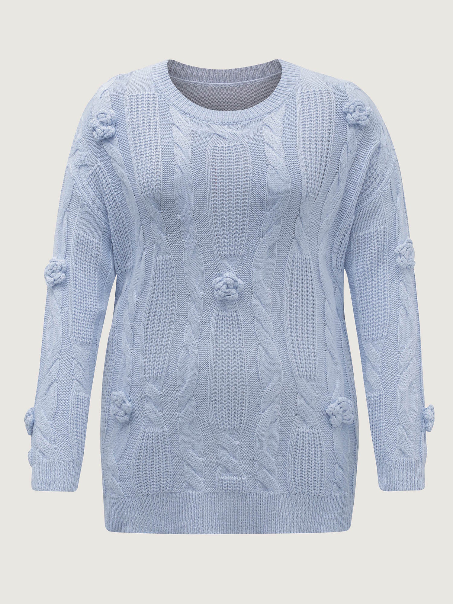 Twisted Texture Hand-Hooked Flowers Pullover - Image 5