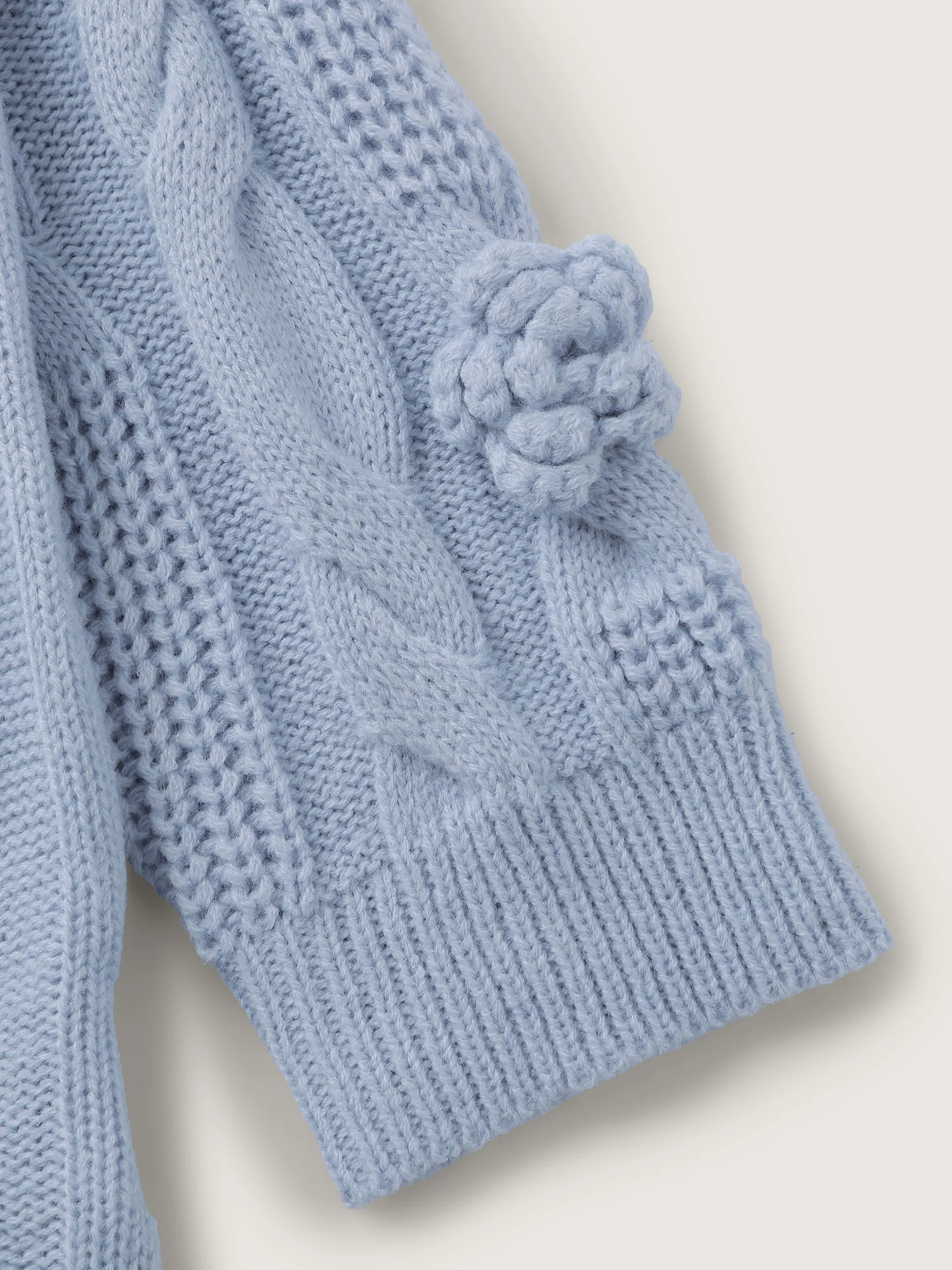 Twisted Texture Hand-Hooked Flowers Pullover - Image 7