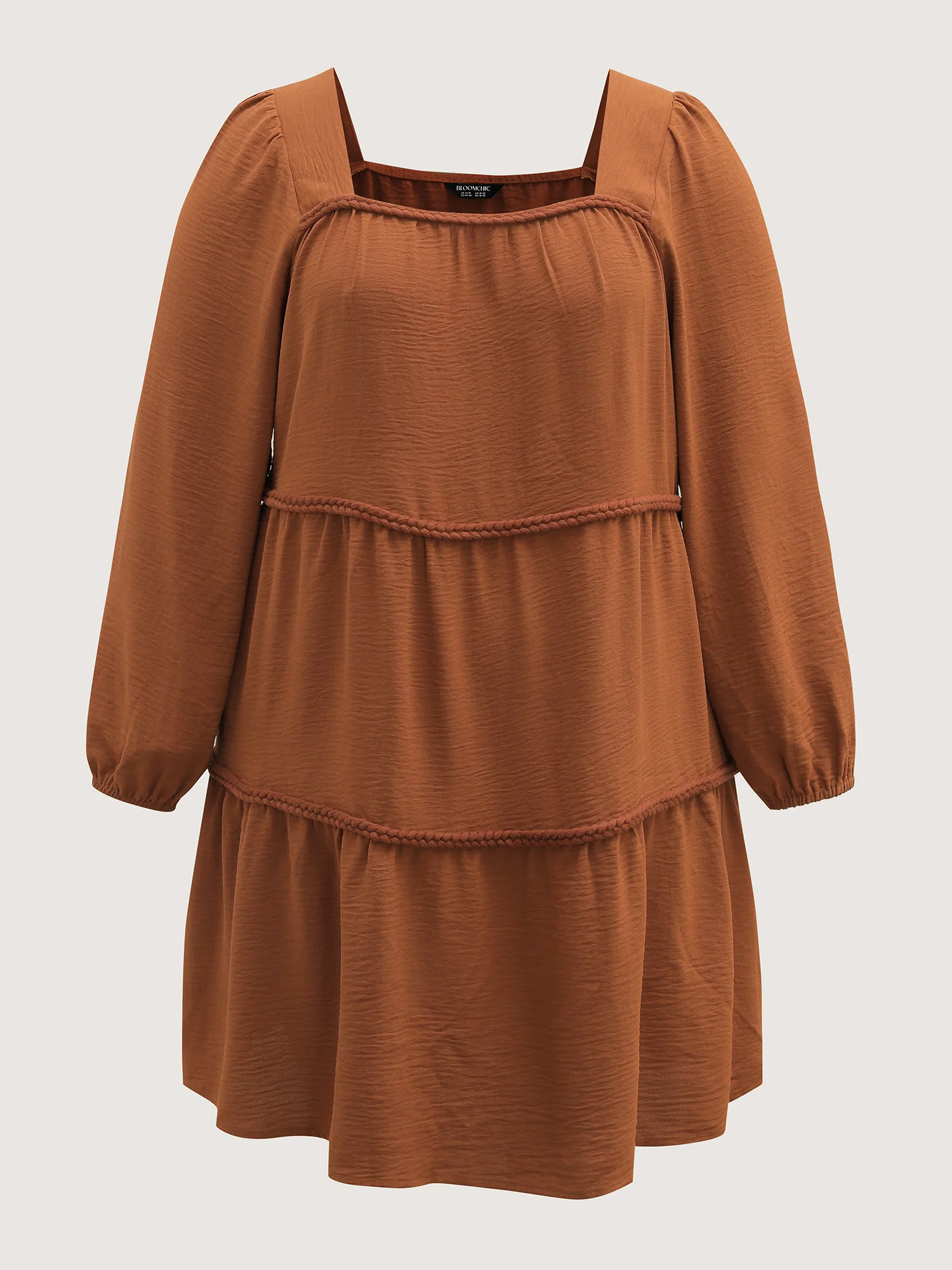 Twisted Woven Ribbon Tiered Knee-Length Dress - Image 7