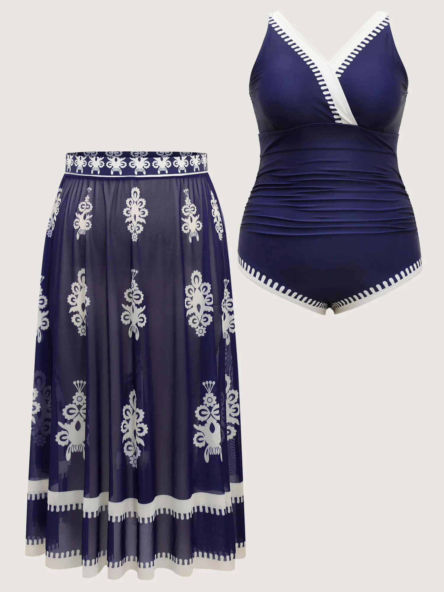 Two-Piece Boho Print Sarong Swimsuit - Image 5