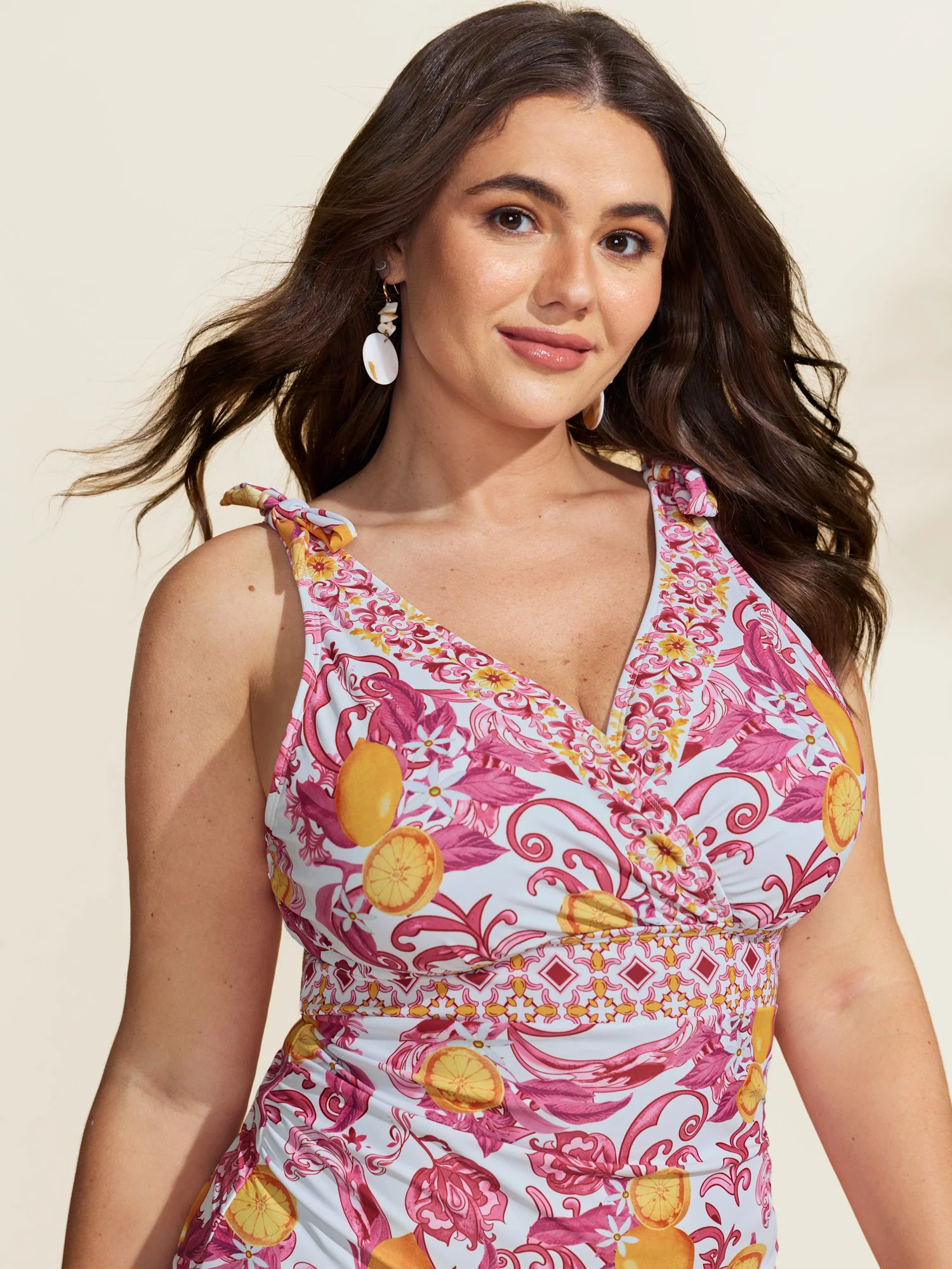 Two-Piece Citrus Print Sarong Swimsuit - Image 23