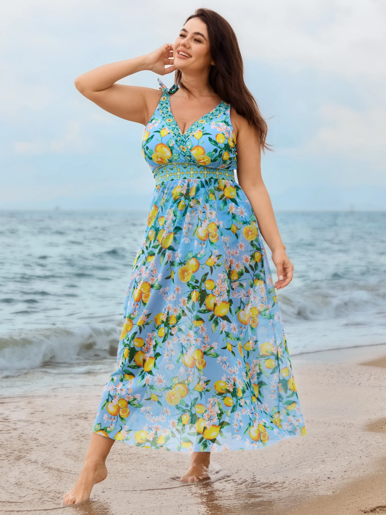 Two-Piece Citrus Print Sarong Swimsuit - Image 26