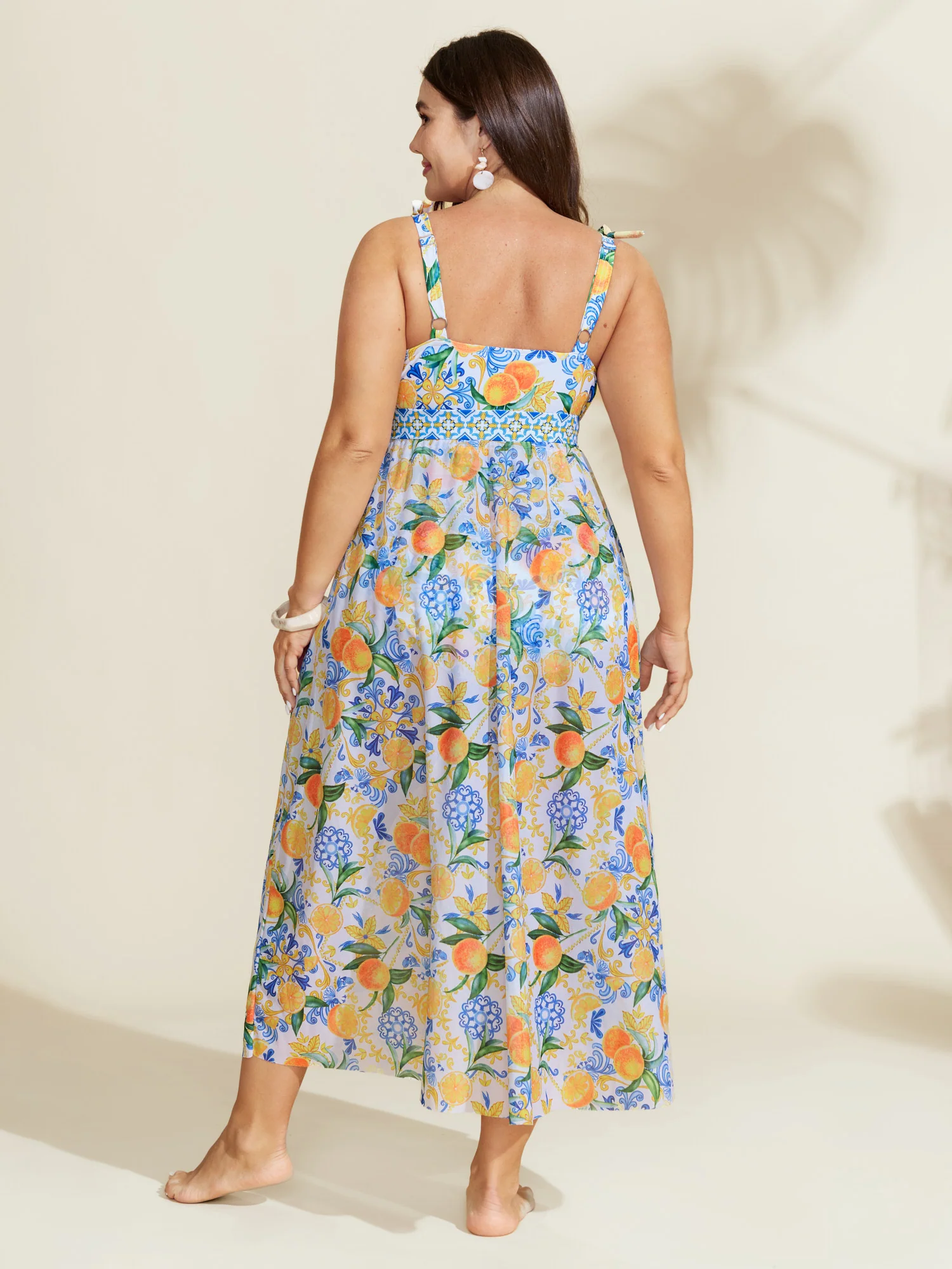 Two-Piece Citrus Print Sarong Swimsuit - Image 38