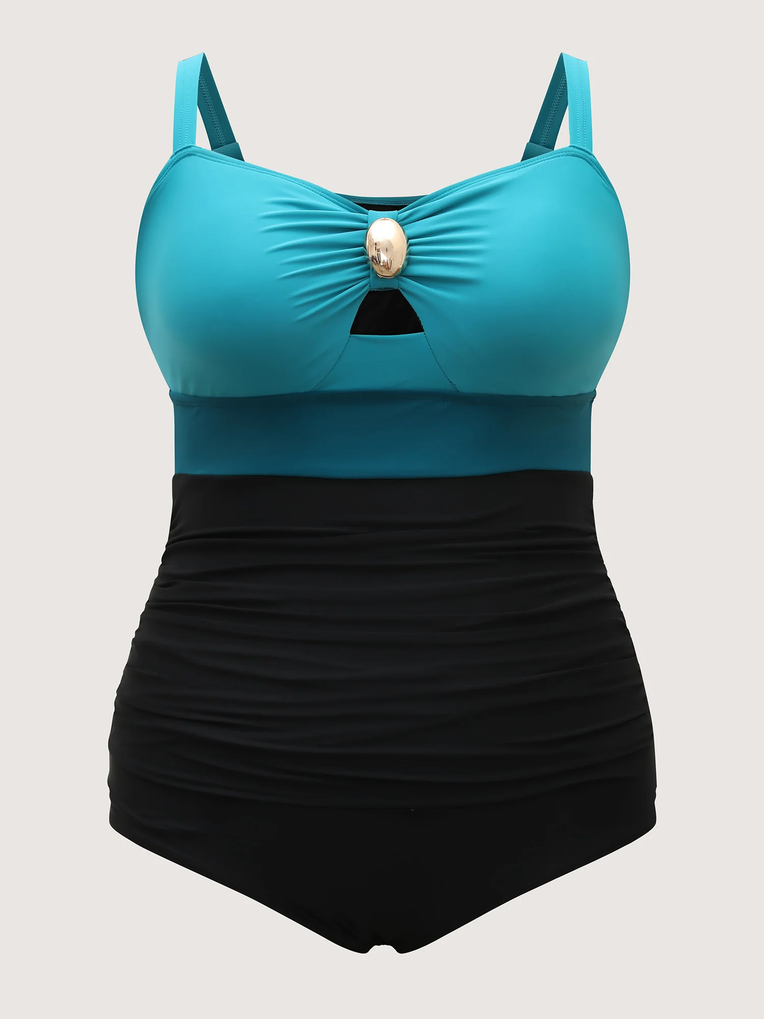 Two-Piece Contrast Sheer Sarong Swimsuit - Image 6
