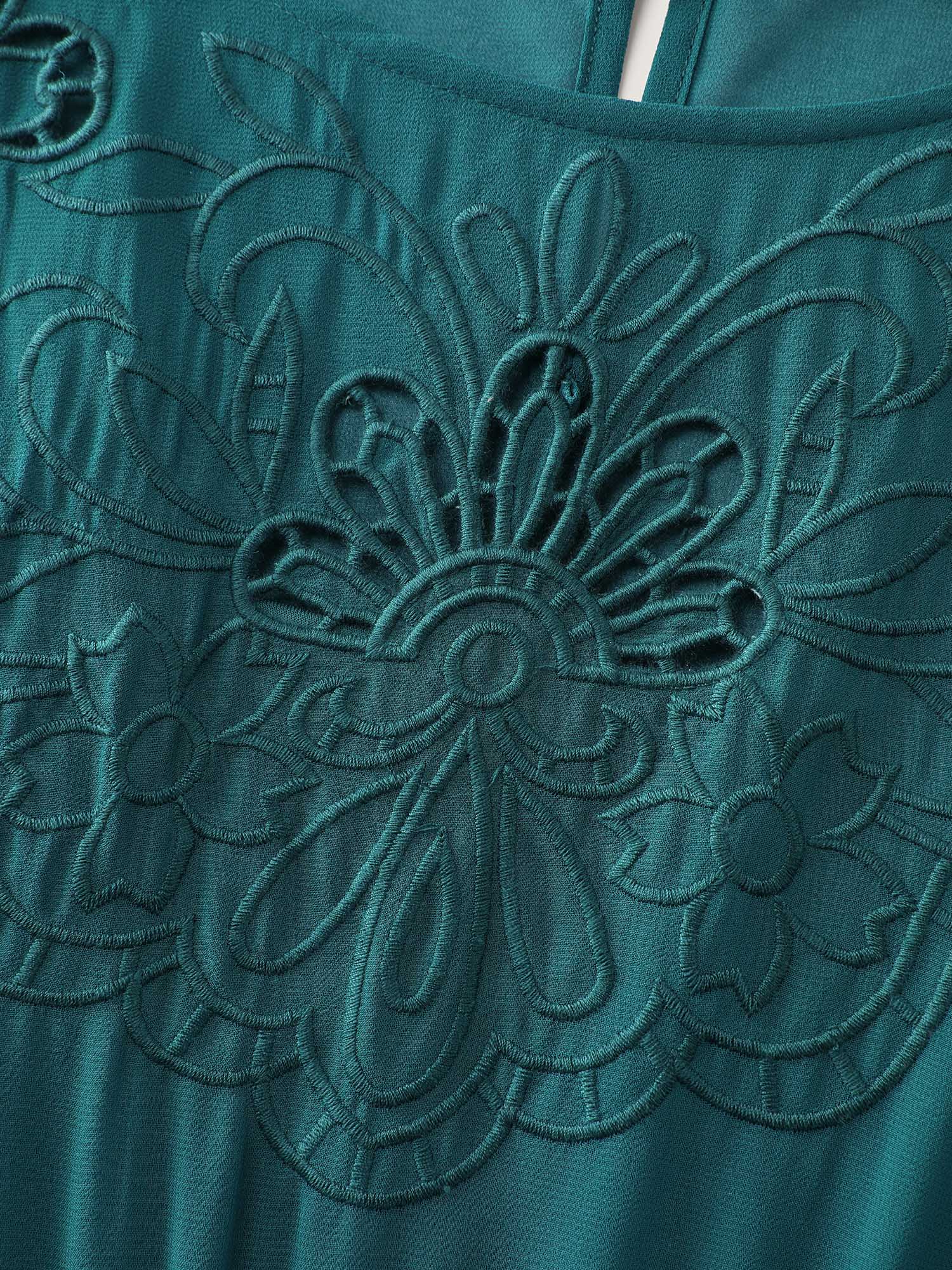 Two-Piece Embroidered Cut Out Midi Dress - Image 5