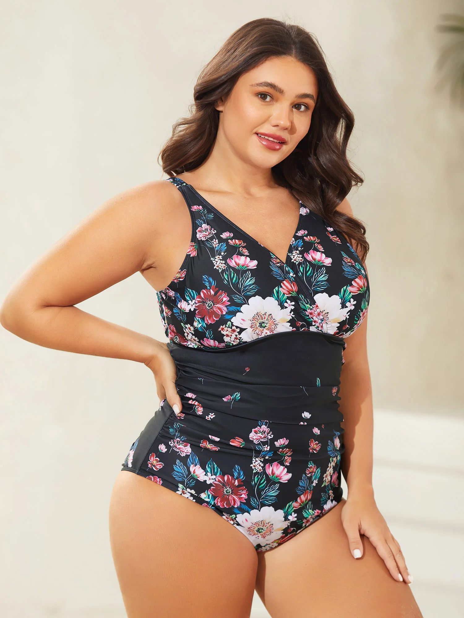 Two-Piece Floral Print Sarong, Swimsuit - Image 2