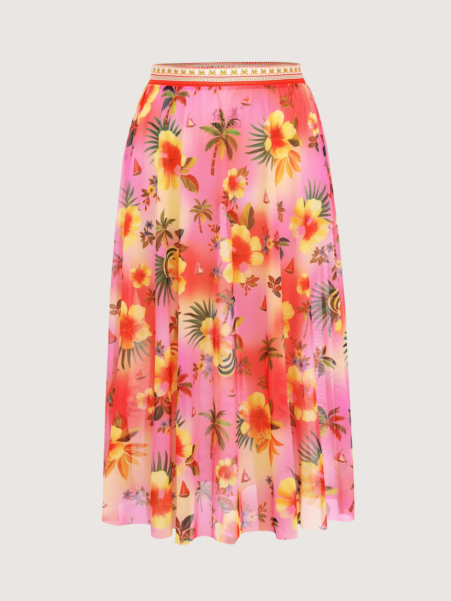 Two-Piece Mesh Floral Sarong Swimsuit - Image 10