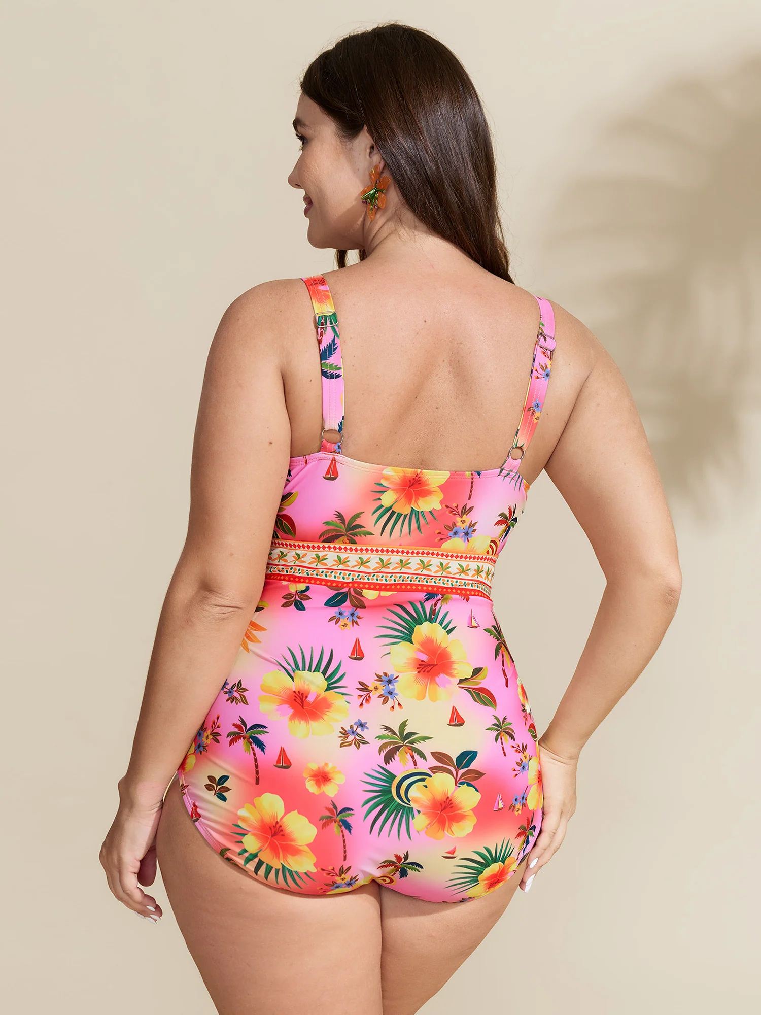 Two-Piece Mesh Floral Sarong Swimsuit - Image 6