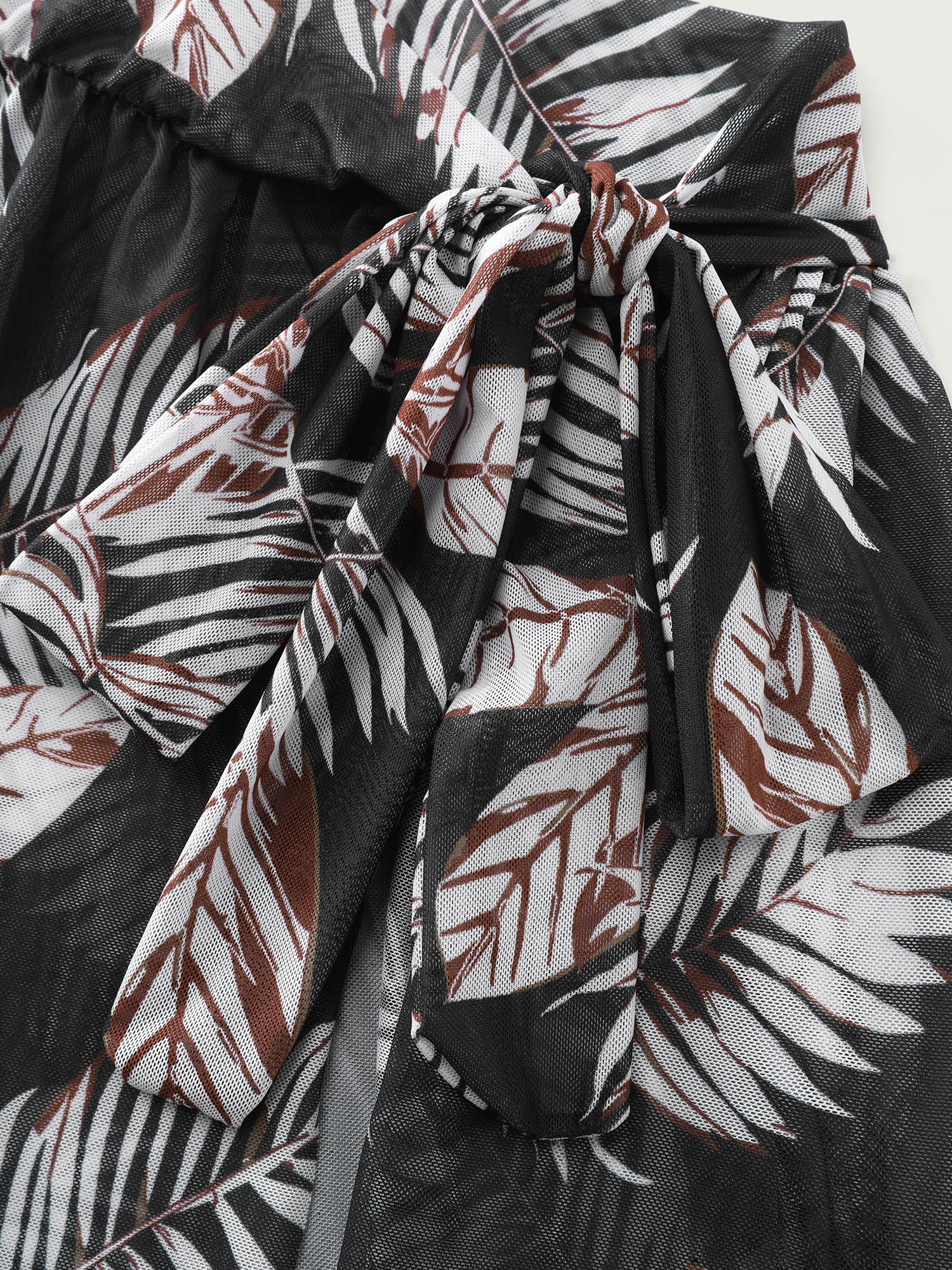 Two-Piece Tropical Print Sarong Wrap Swim Bottoms Set - Image 5