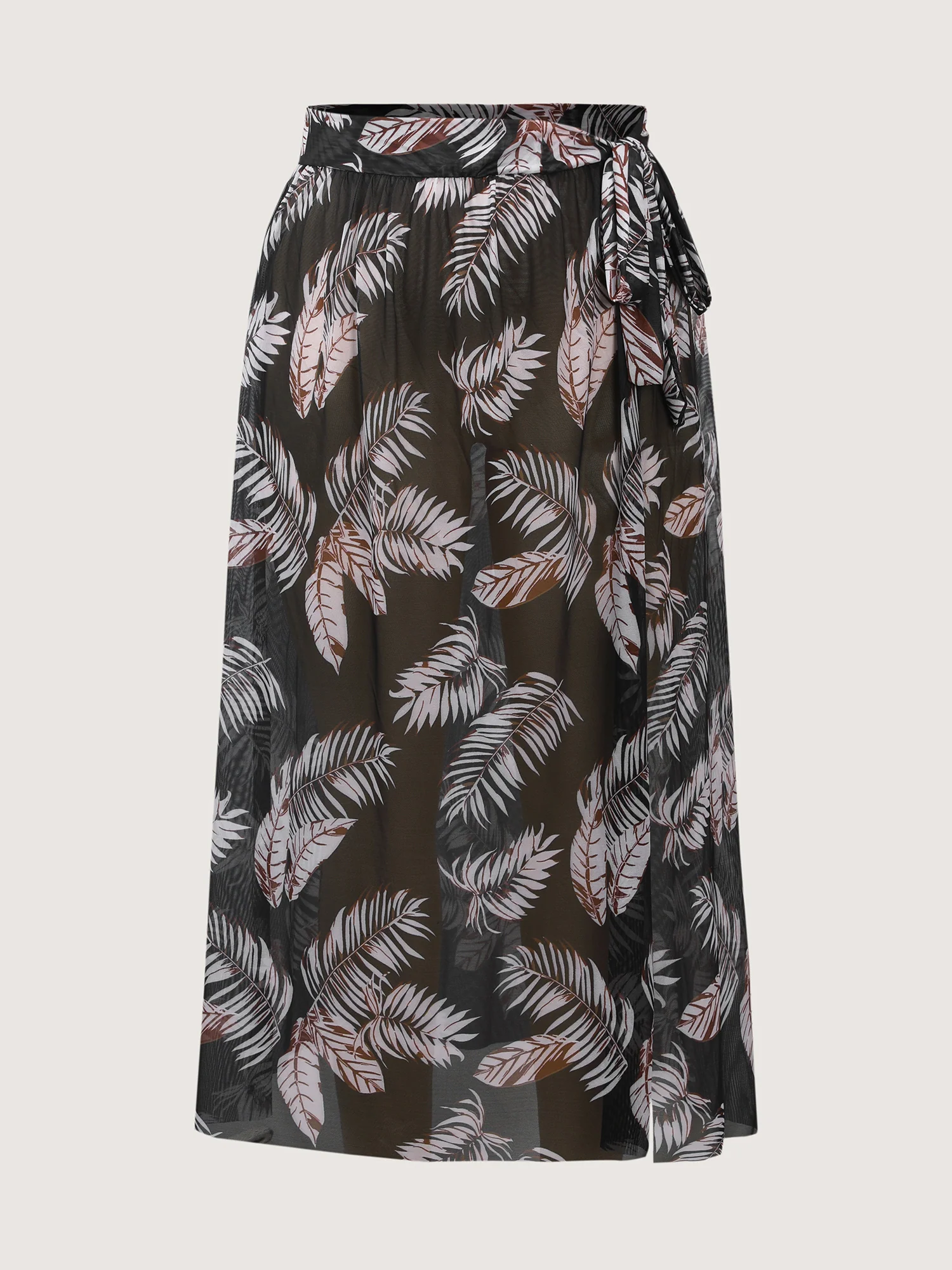 Two-Piece Tropical Print Sarong Wrap Swim Bottoms Set - Image 9