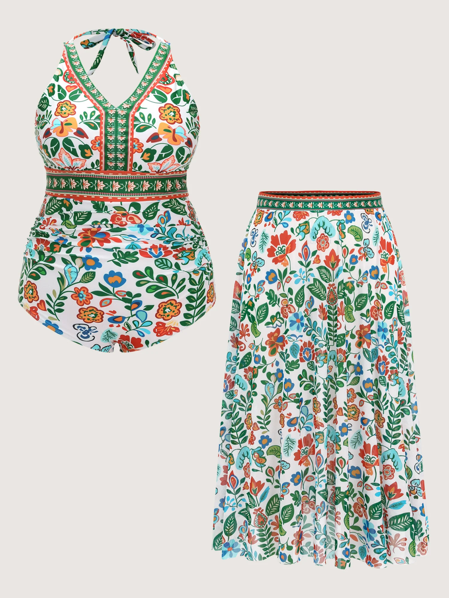 Two-Piece Tummy-Friendly Sarong Swimsuit - Image 9
