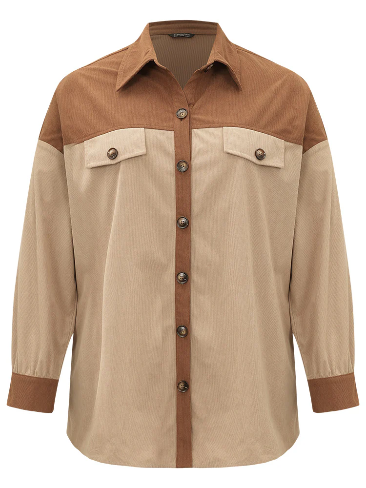 Two Tone Button Through Patchwork Coat - Image 10