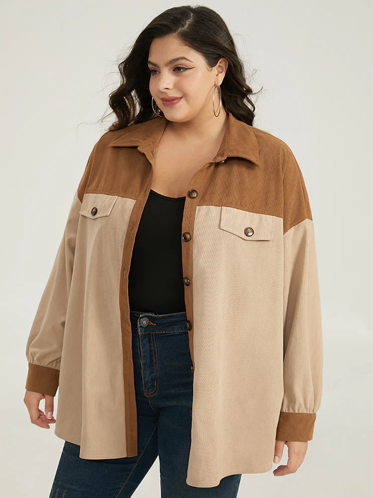 Two Tone Button Through Patchwork Coat - Image 3