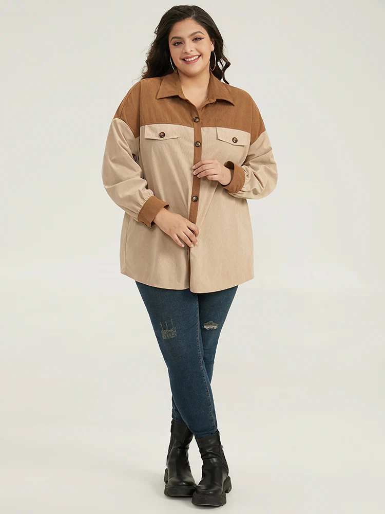Two Tone Button Through Patchwork Coat - Image 4