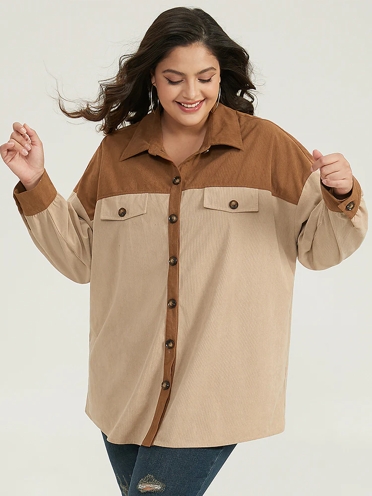Two Tone Button Through Patchwork Coat - Image 5