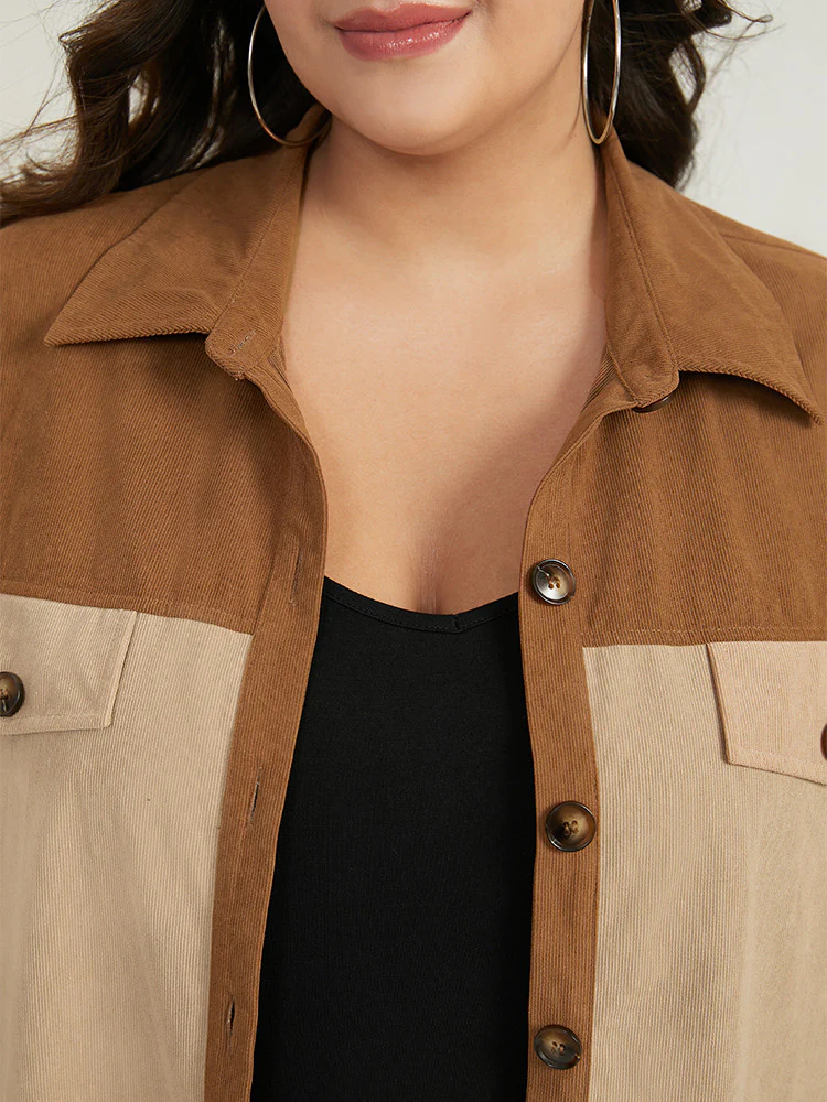 Two Tone Button Through Patchwork Coat - Image 7