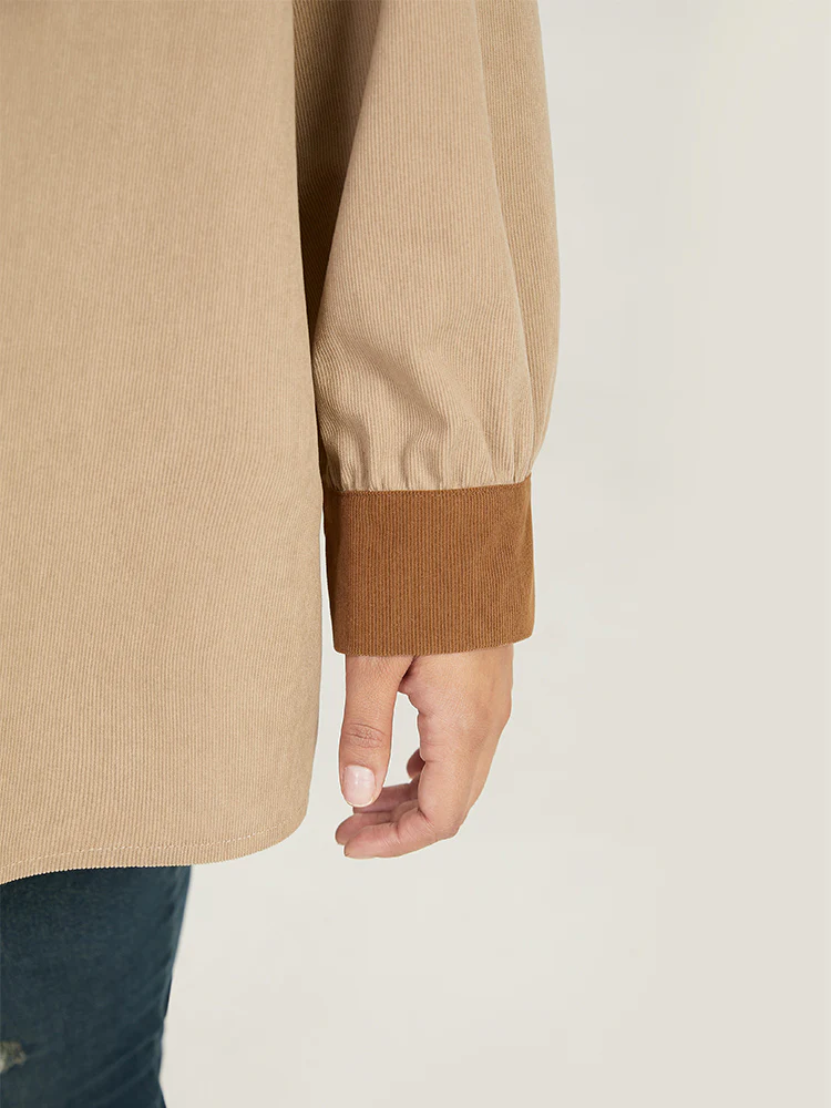 Two Tone Button Through Patchwork Coat - Image 9
