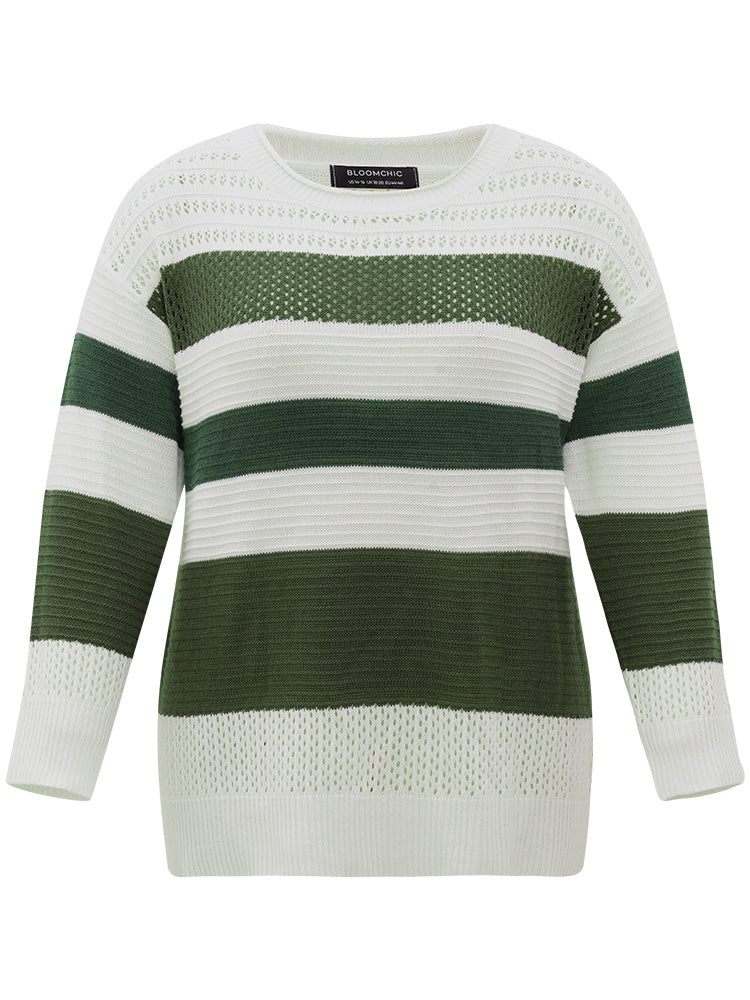 Two Tone Colorblock Patchwork Cut Out Pullover - Image 10