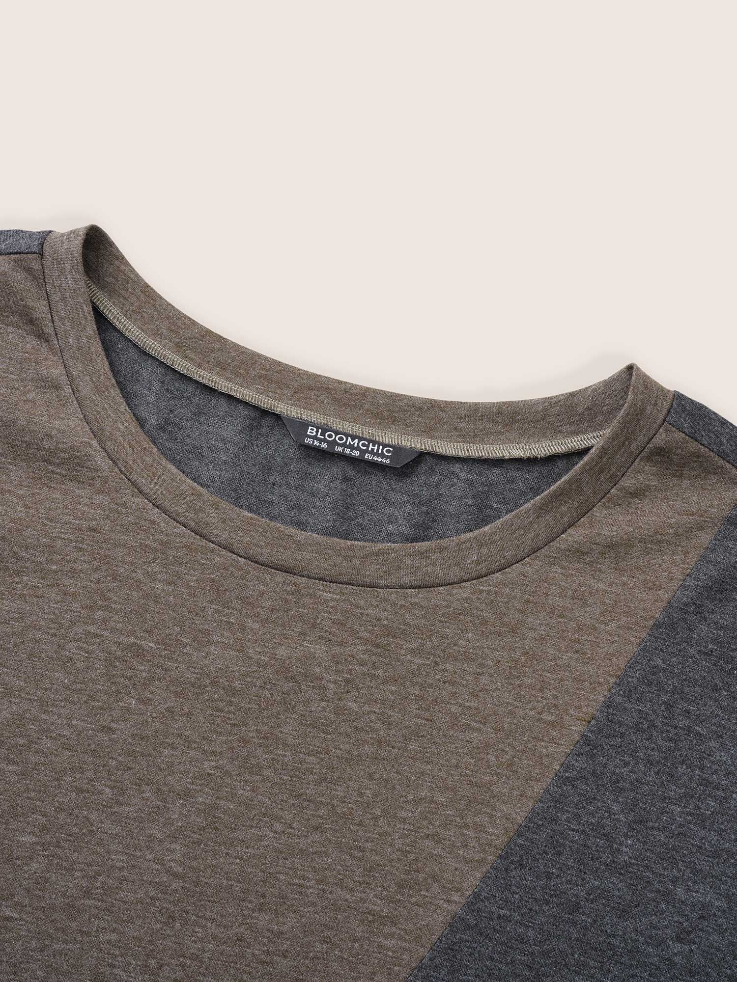 Two Tone Contrast Round Neck T-shirt - Image 5