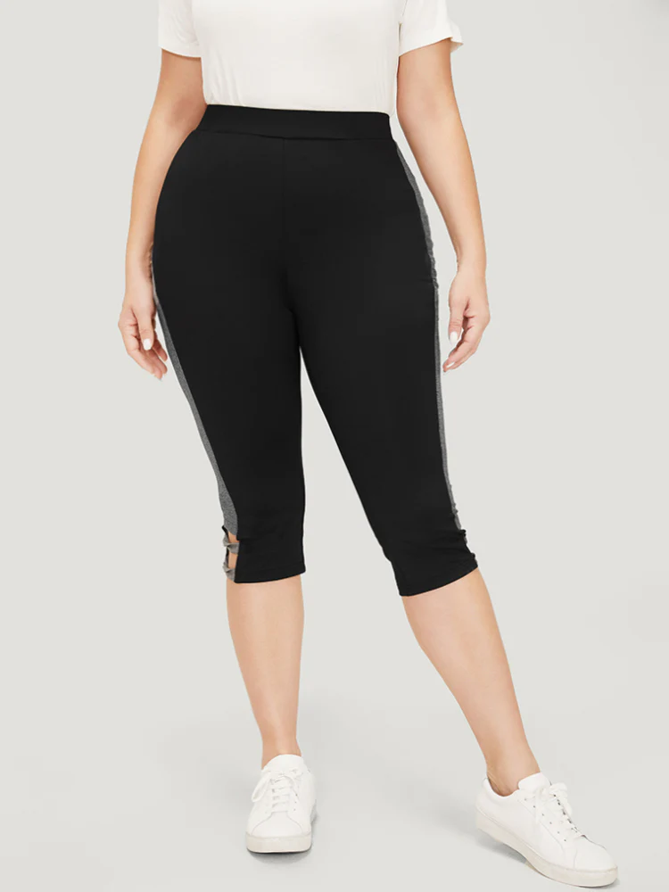 Two Tone Cut Out Skinny Leggings - Image 5