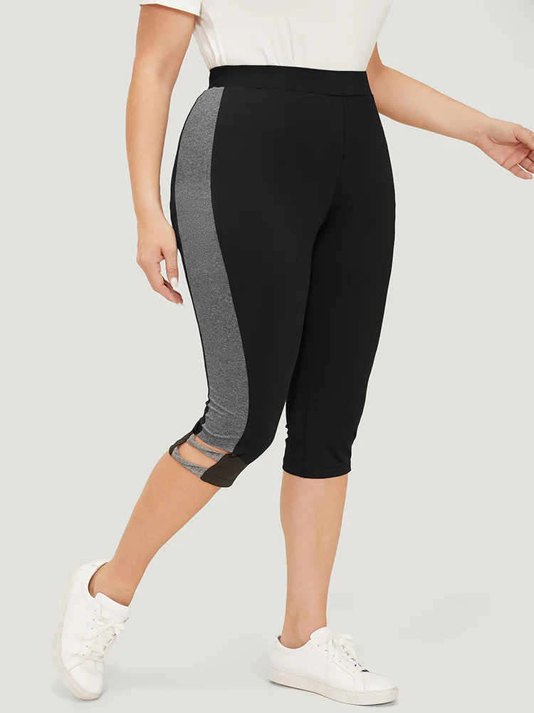 Two Tone Cut Out Skinny Leggings - Image 8