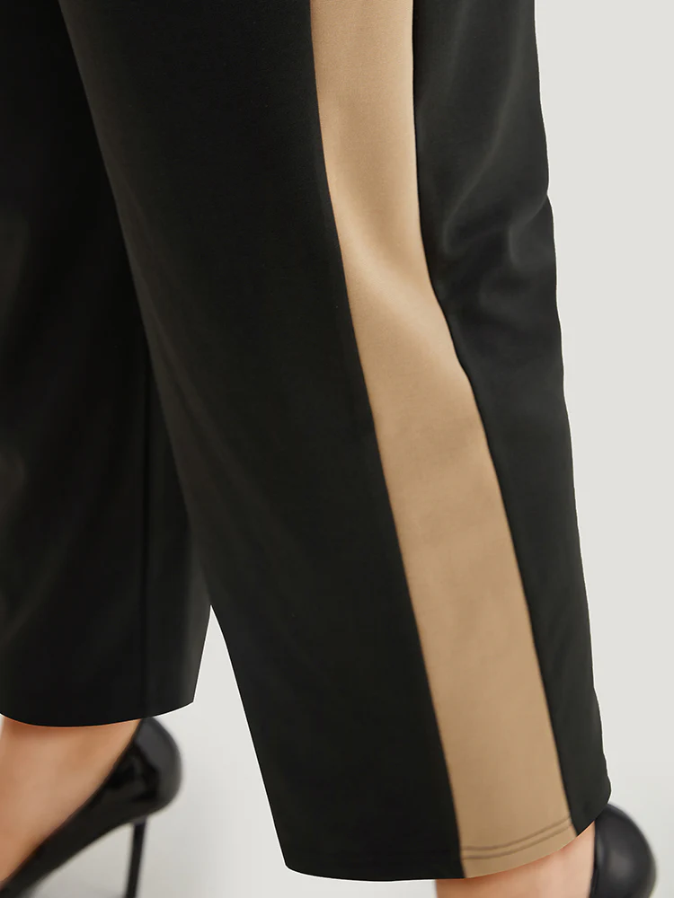 Two Tone Elastic Waist Pocket Pants - Image 7
