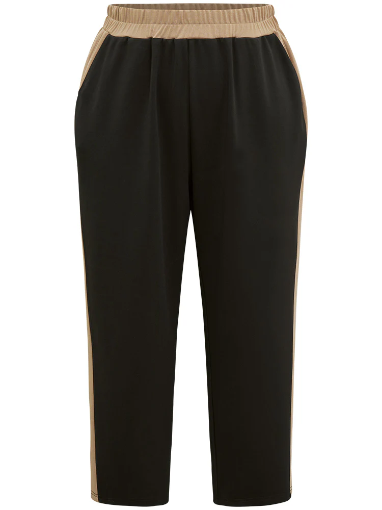 Two Tone Elastic Waist Pocket Pants - Image 8