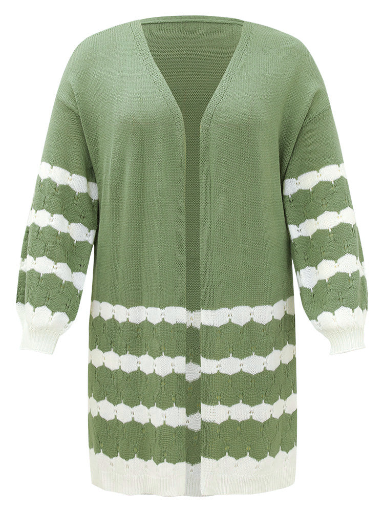 Two Tone Open Front Split Side Cardigan - Image 10