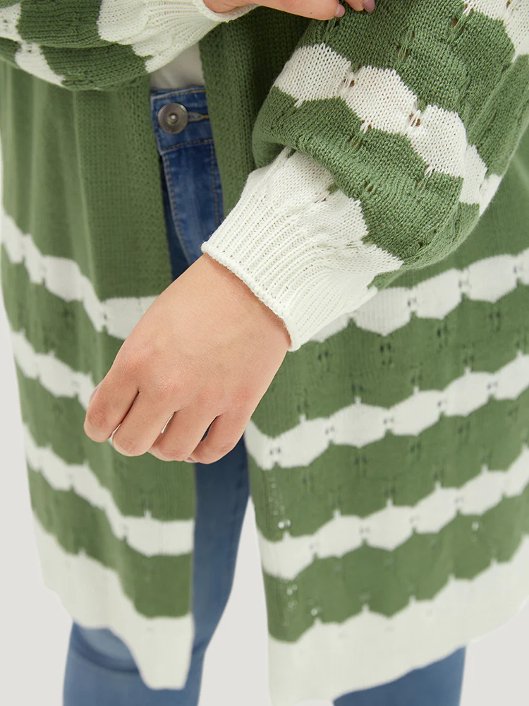 Two Tone Open Front Split Side Cardigan - Image 8