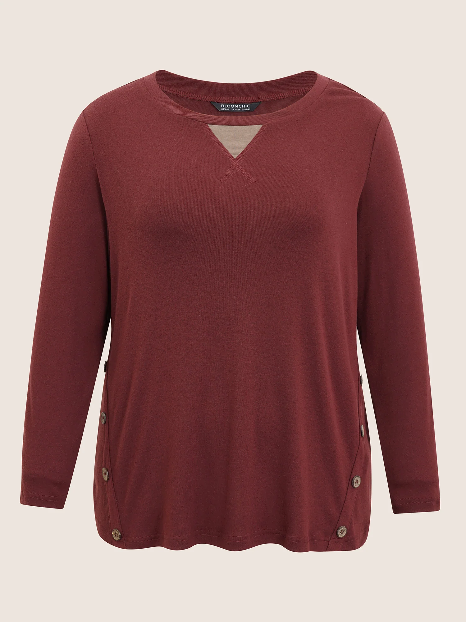 Two Tone Patchwork Button Front T-shirt - Image 7