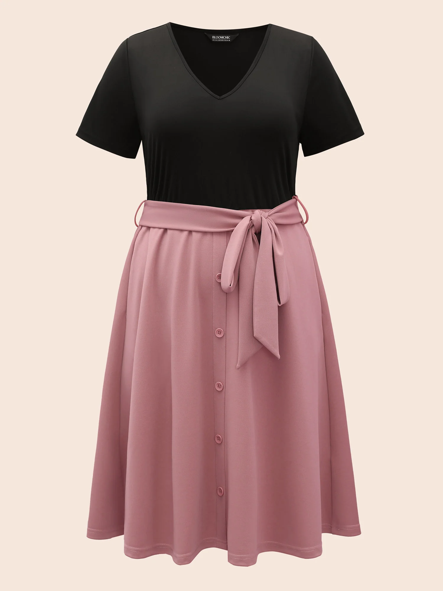 Supersoft Essentials Two Tone Pocket Patchwork Belted Dress - Image 7