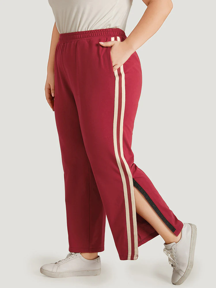 Two Tone Pocket Split Side Elastic Waist Sweatpants