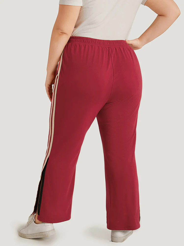 Two Tone Pocket Split Side Elastic Waist Sweatpants - Image 5