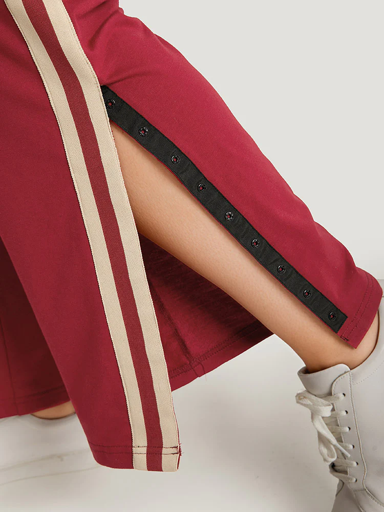 Two Tone Pocket Split Side Elastic Waist Sweatpants - Image 8