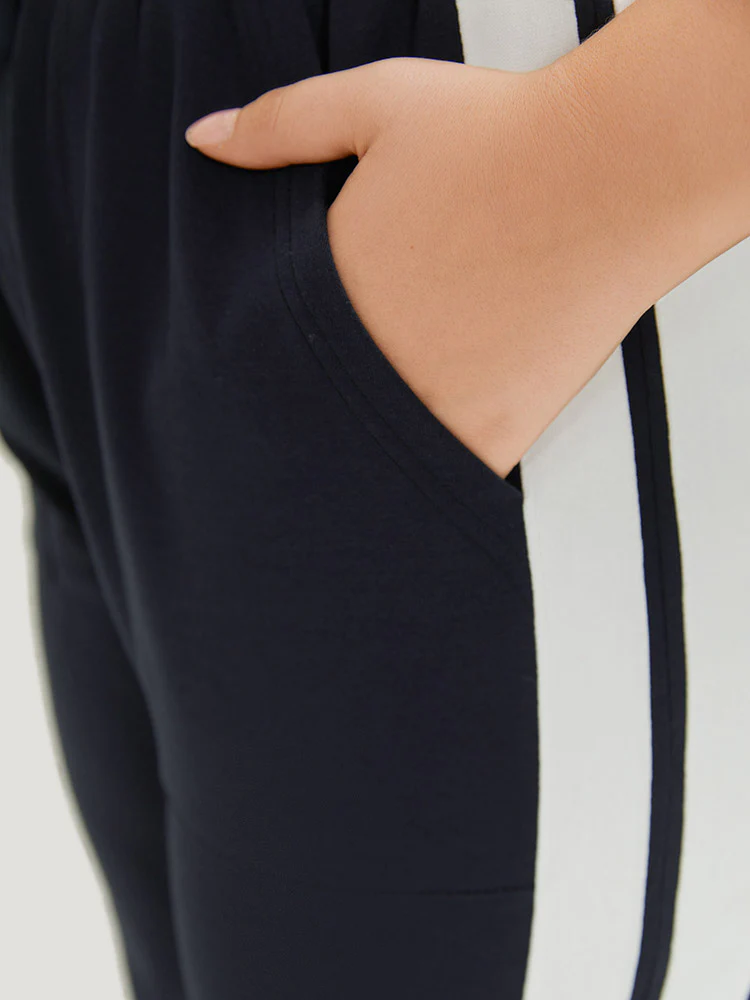 Two Tone Slant Pocket Bowknot Split Side Sweatpant - Image 7