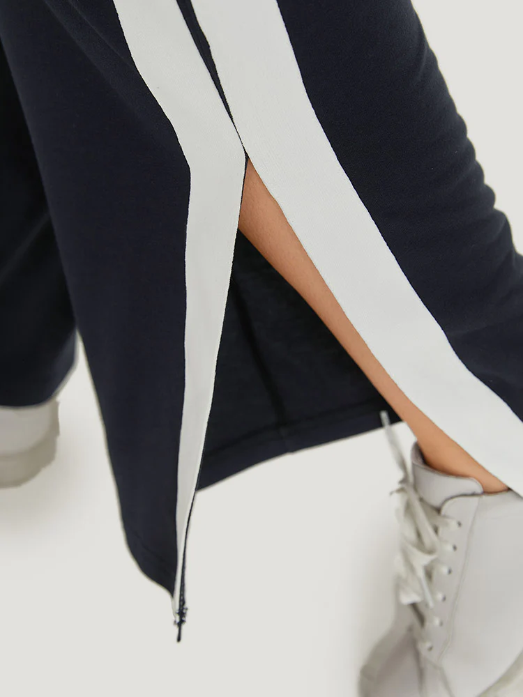 Two Tone Slant Pocket Bowknot Split Side Sweatpant - Image 8
