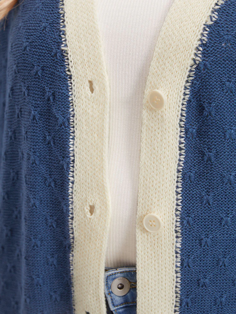 Two Tone Textured Button Through Cardigan - Image 5