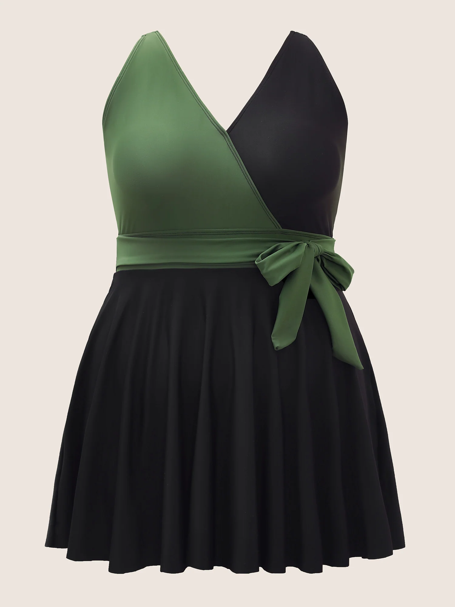 Two Tone Ties High Rise Swim Dress - Image 6