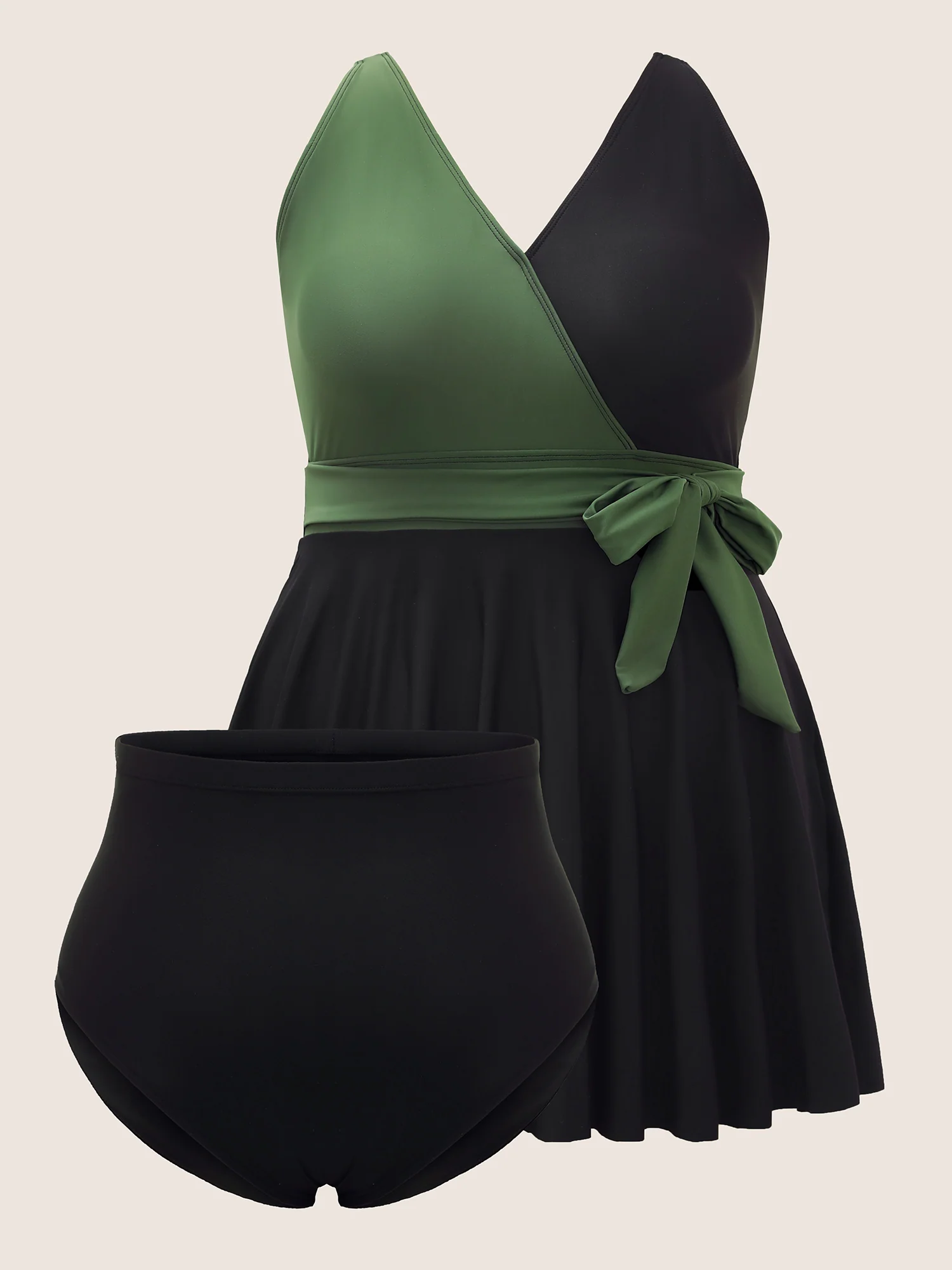 Two Tone Ties High Rise Swim Dress - Image 7