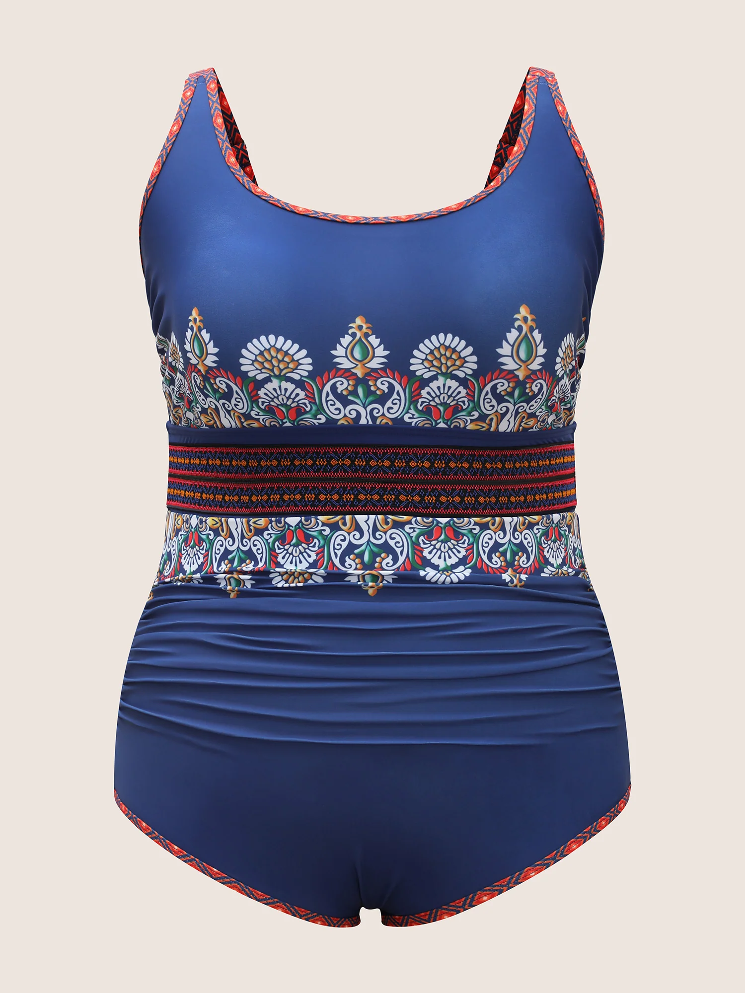 U Neck Bandana Contrast Webbing One Piece Swimsuit - Image 7