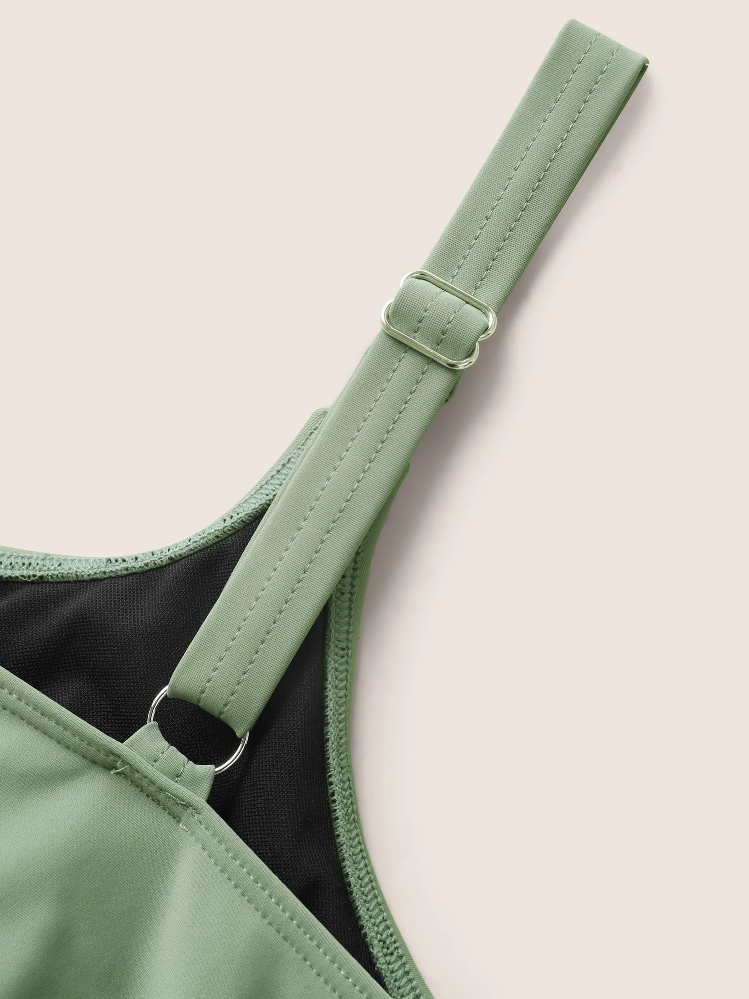 U Neck Contrast Tiered Ruffles One Piece Swimsuit - Image 6