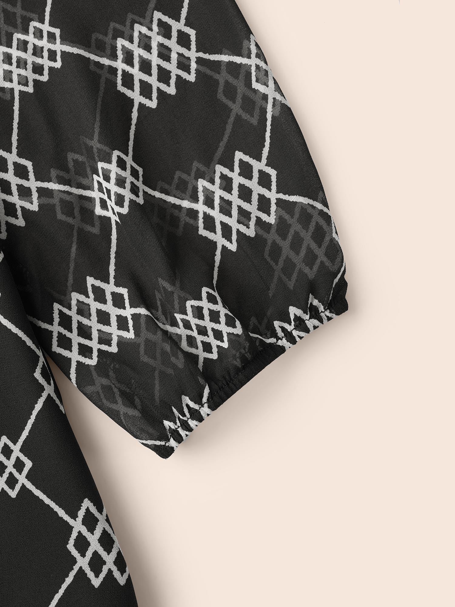U Neck Geometric Mesh Dress - Image 6