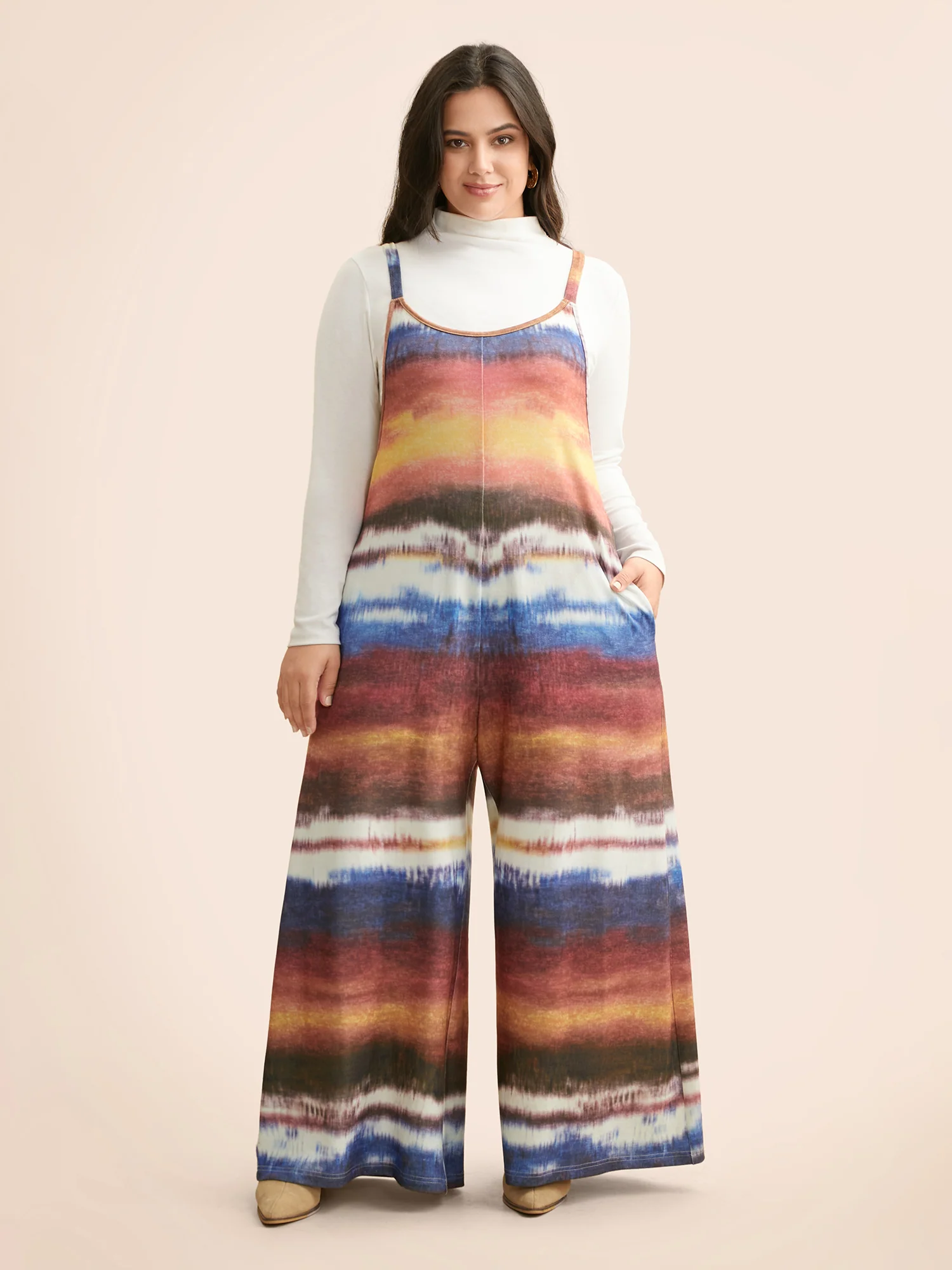 U Neck Gradient Dyeing Jumpsuit - Image 3