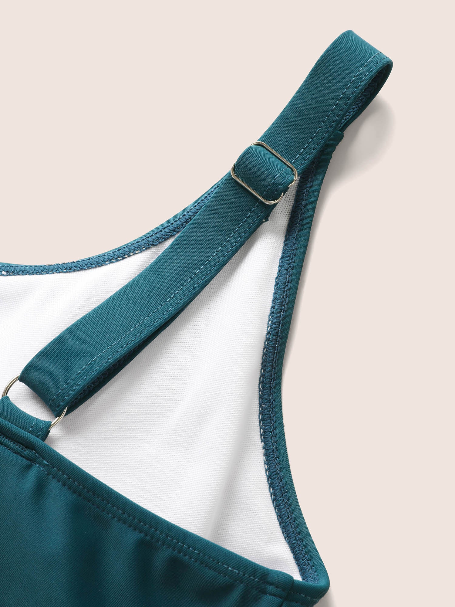 U Neck Plain Crossover Gathered Swim Top - Image 6