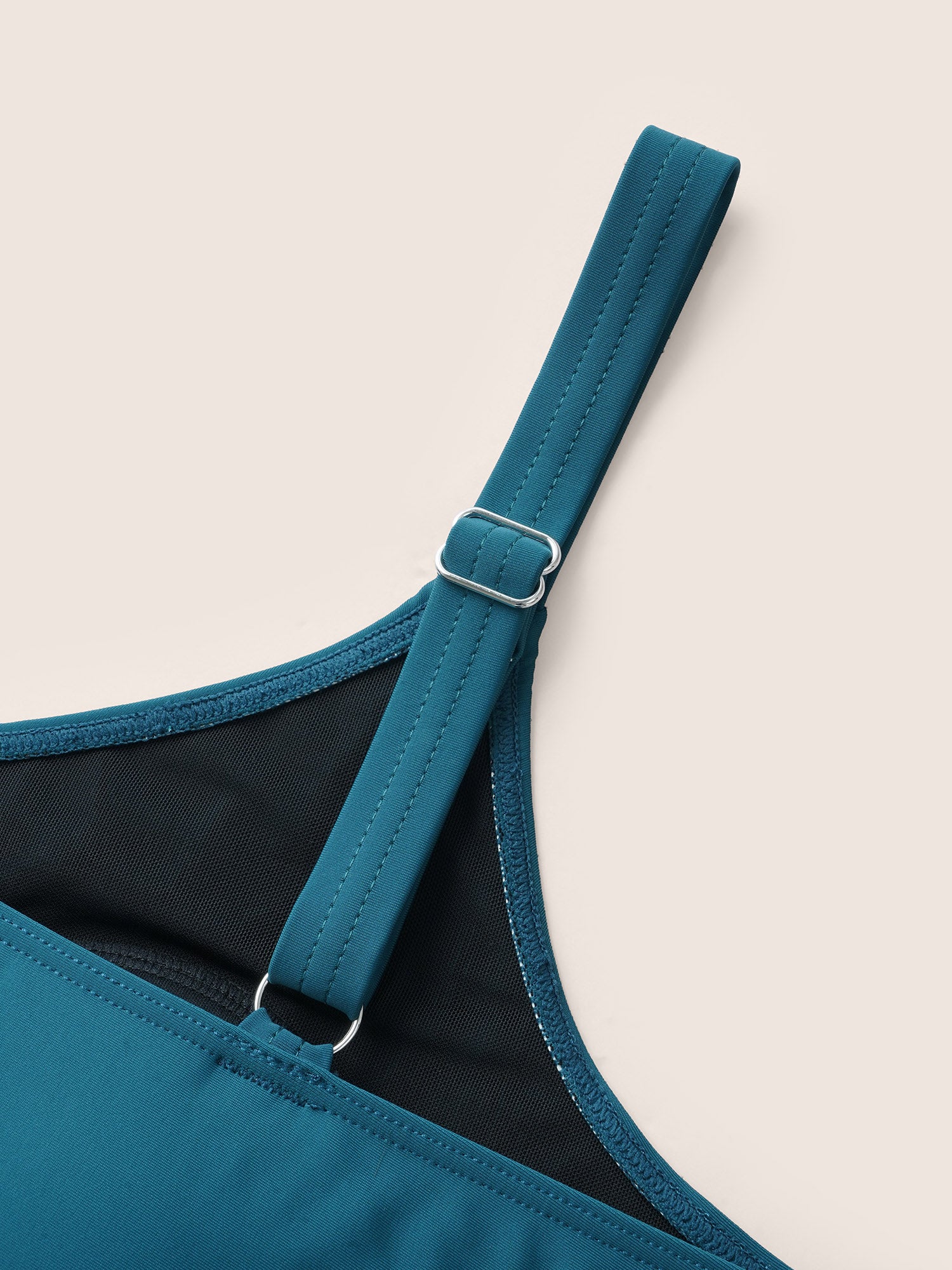 U Neck Solid Fixed Cups Swim Top - Image 5
