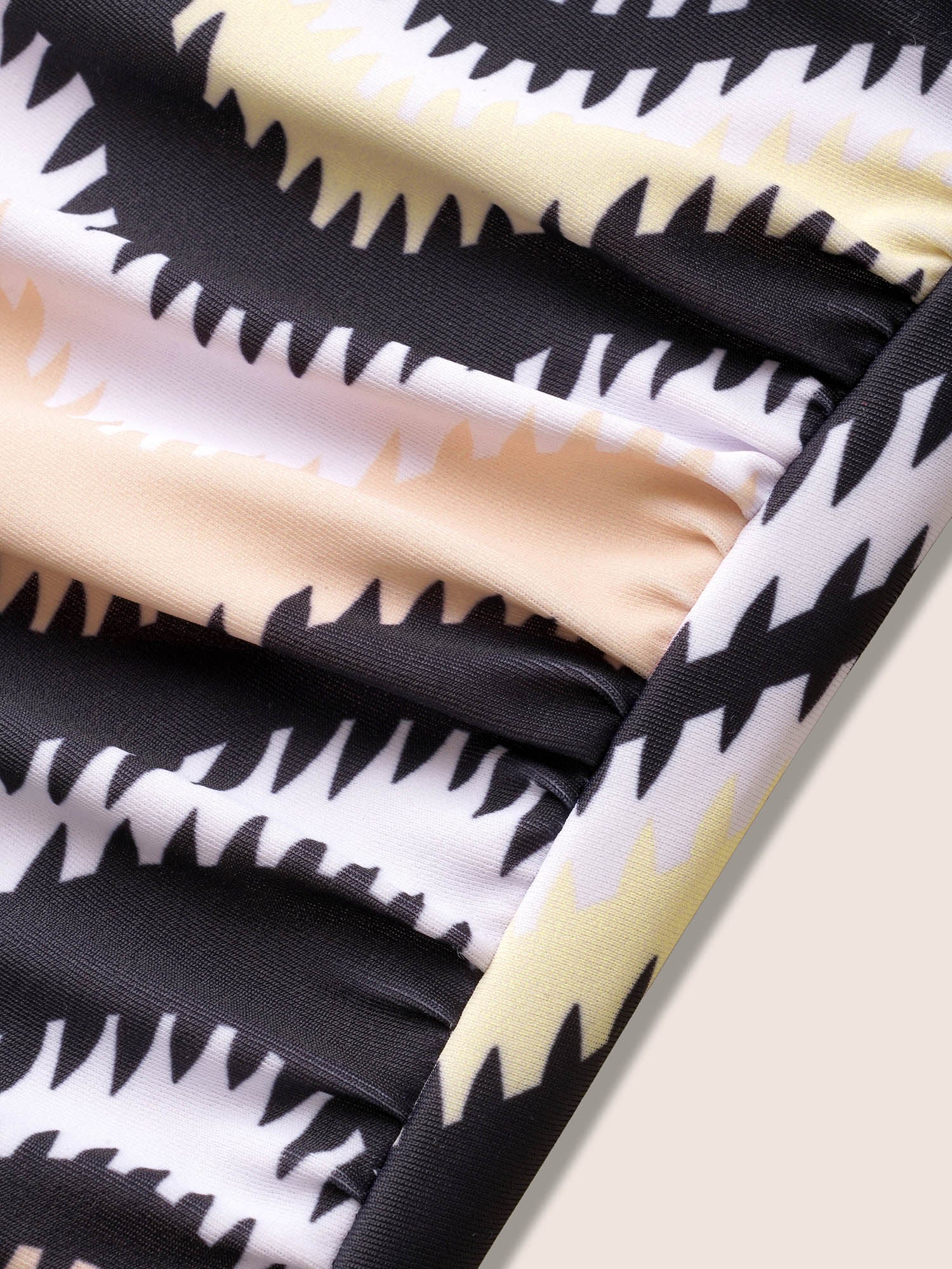 U Neck Striped Print Ruched One Piece Swimsuit - Image 6