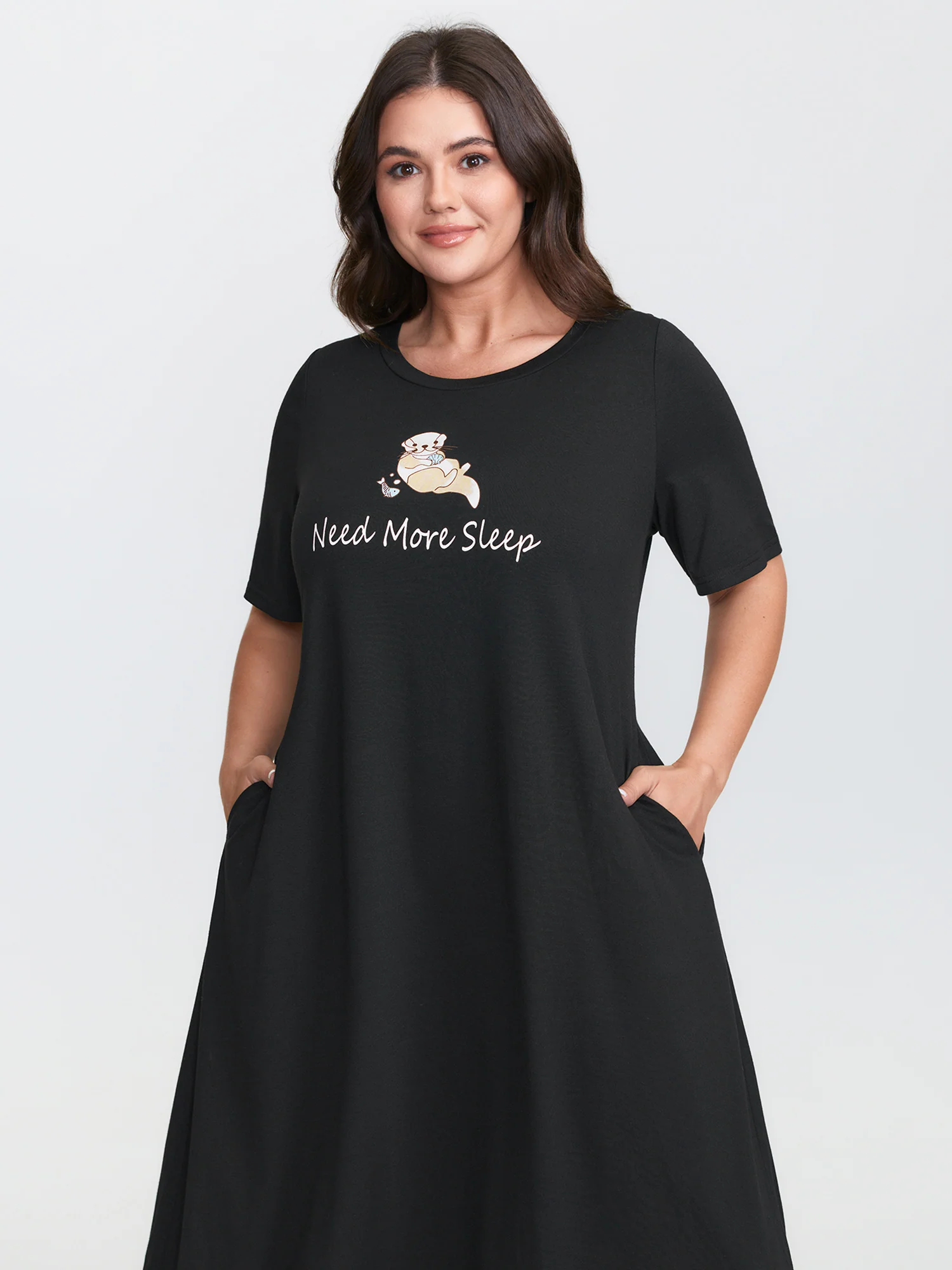 Ultra-Comfort Stretchy Otter Print Lounge Dress - Image 2